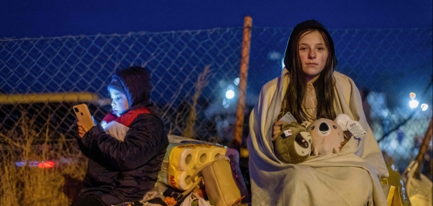 Ukrainske flygtninge feb. 2022 Foto: Wojtek Radwanski/AFP/Ritzau Scanpix