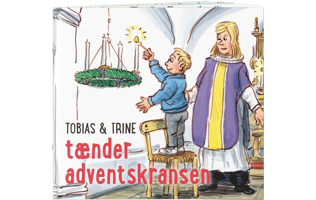 Tobias og Trine tænder adventskransen