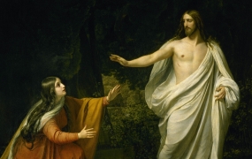 Maria Magdalene møder den opstandne Jesus. Maleri af Alexander Ivanov. Kilde: Wikimedia Commons.